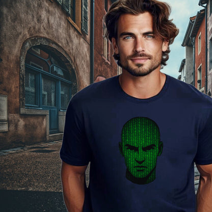 Stylish Graphic Tee with Futuristic Head Design