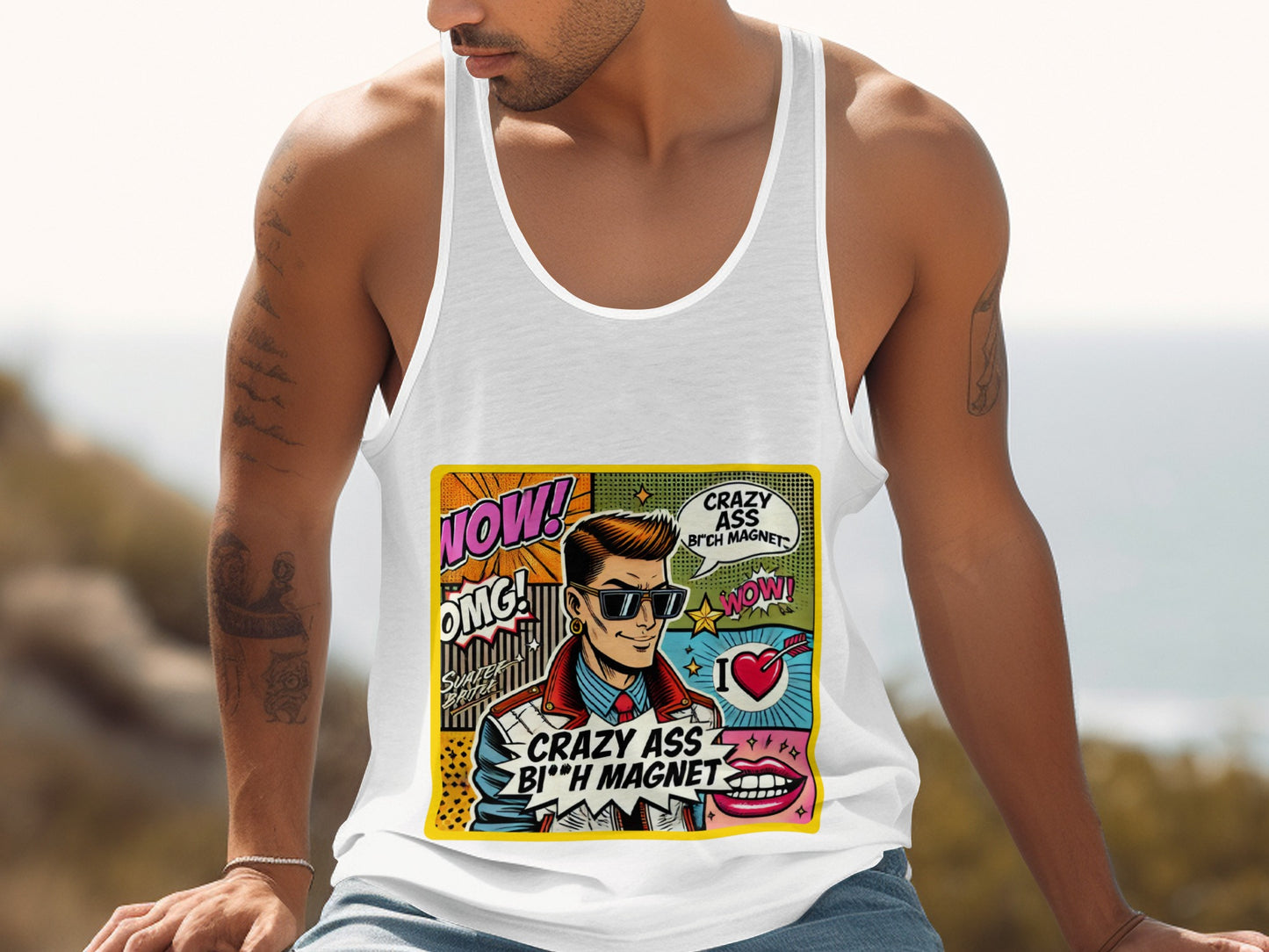 Crazy Ass B**h Magnet Pop Art Design Tank Top product type