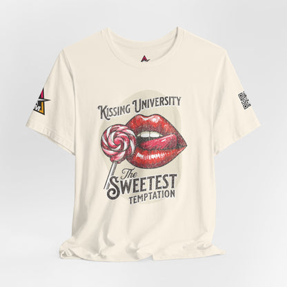 Kissing University Graphic T-Shirt | Sweetest Temptation Tee | Flirty Retro Streetwear Shirt