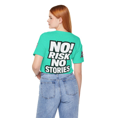 No Risk No Stories – Bold Motivational Graphic TeeNo Risk No Stories – Bold Motivational Graphic Tee