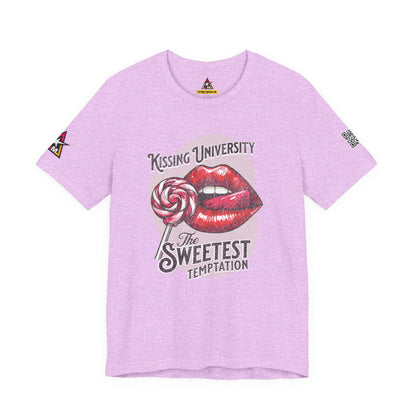Kissing University Graphic T-Shirt | Sweetest Temptation Tee | Flirty Retro Streetwear Shirt