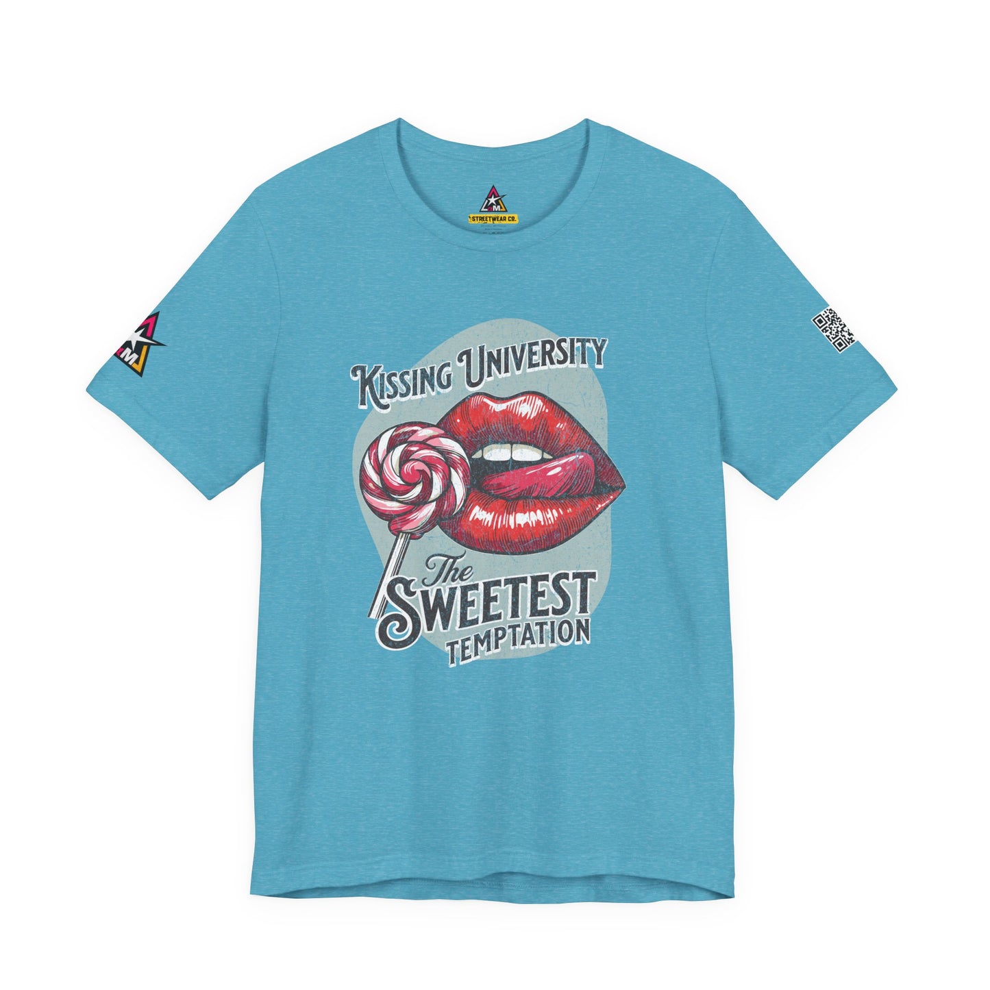 Kissing University Graphic T-Shirt | Sweetest Temptation Tee | Flirty Retro Streetwear Shirt