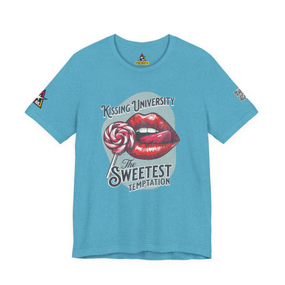 Kissing University Graphic T-Shirt | Sweetest Temptation Tee | Flirty Retro Streetwear Shirt