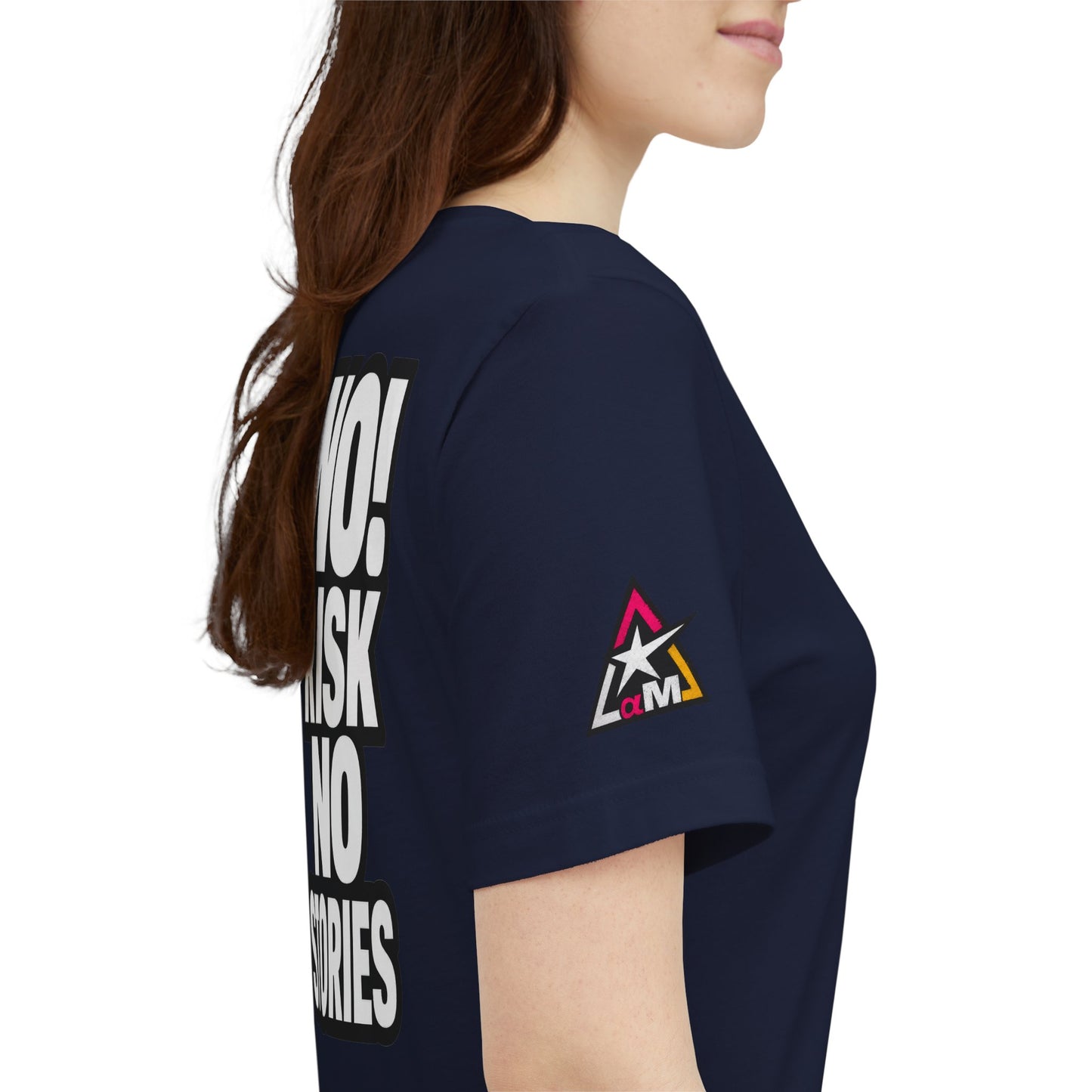 No Risk No Stories – Bold Motivational Graphic TeeNo Risk No Stories – Bold Motivational Graphic Tee