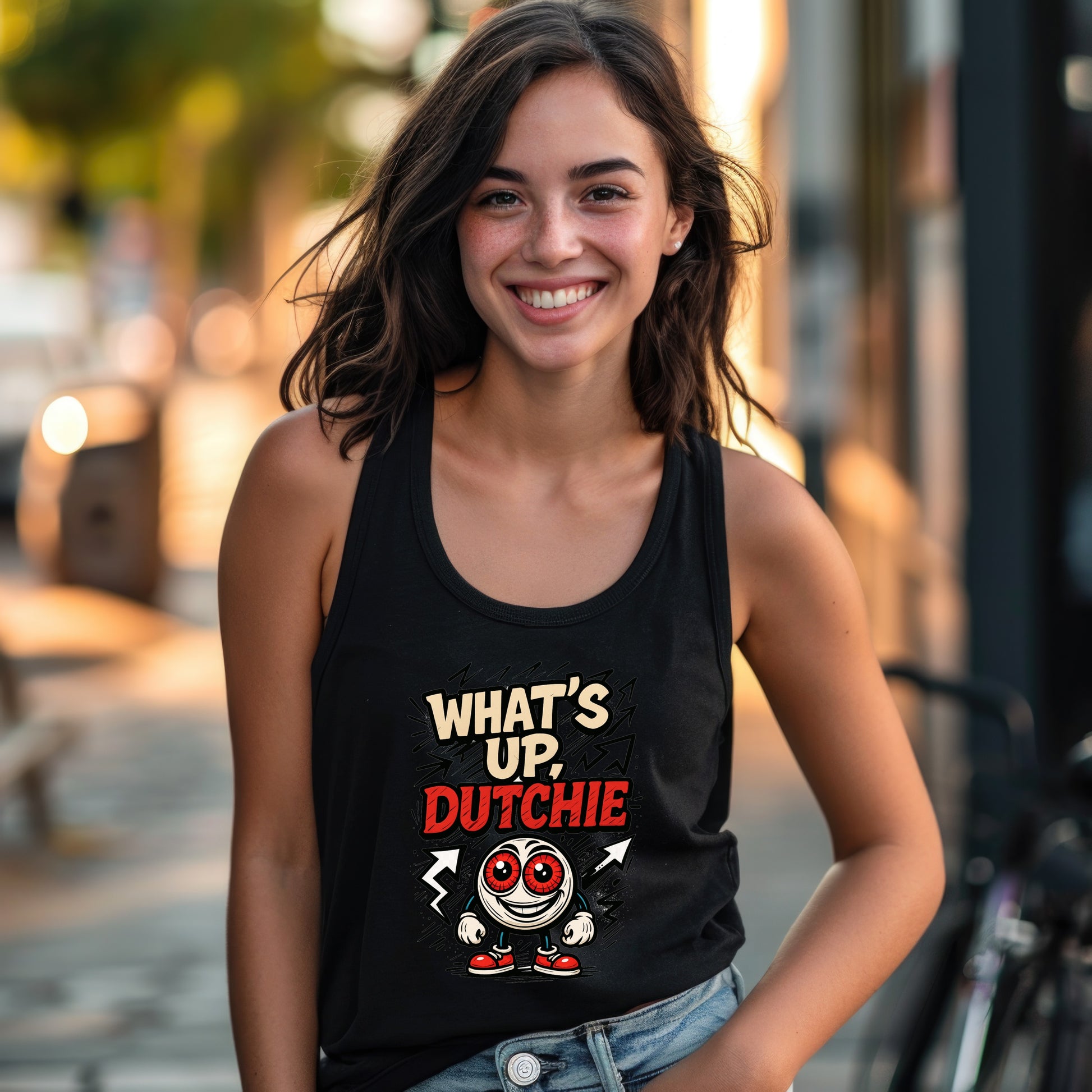 What's Up Dutchie Smiling Mascot Art Tank Top product