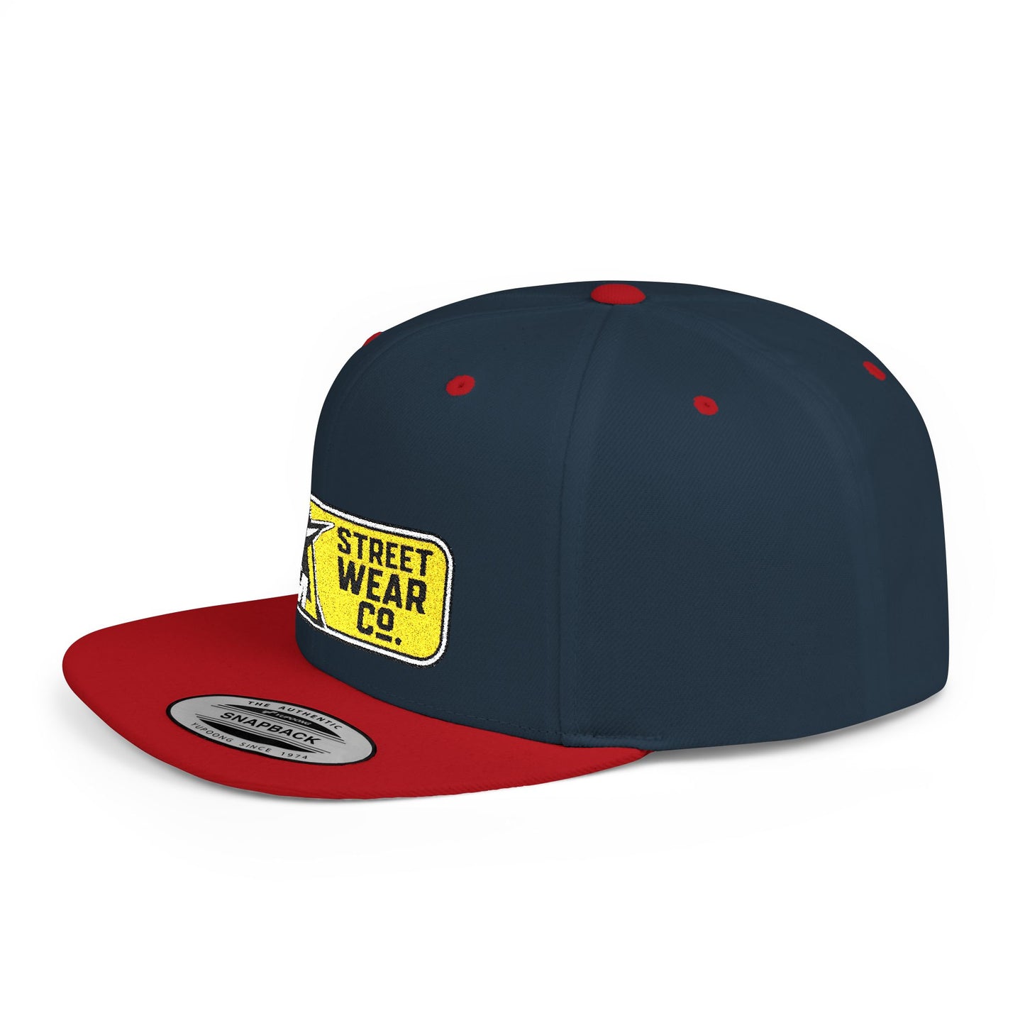 AM Streetwear Co. Embroidered Snapback Hat | Premium Streetwear Cap | Modern Logo Flat Bill Hat | Everyday Lifestyle Cap