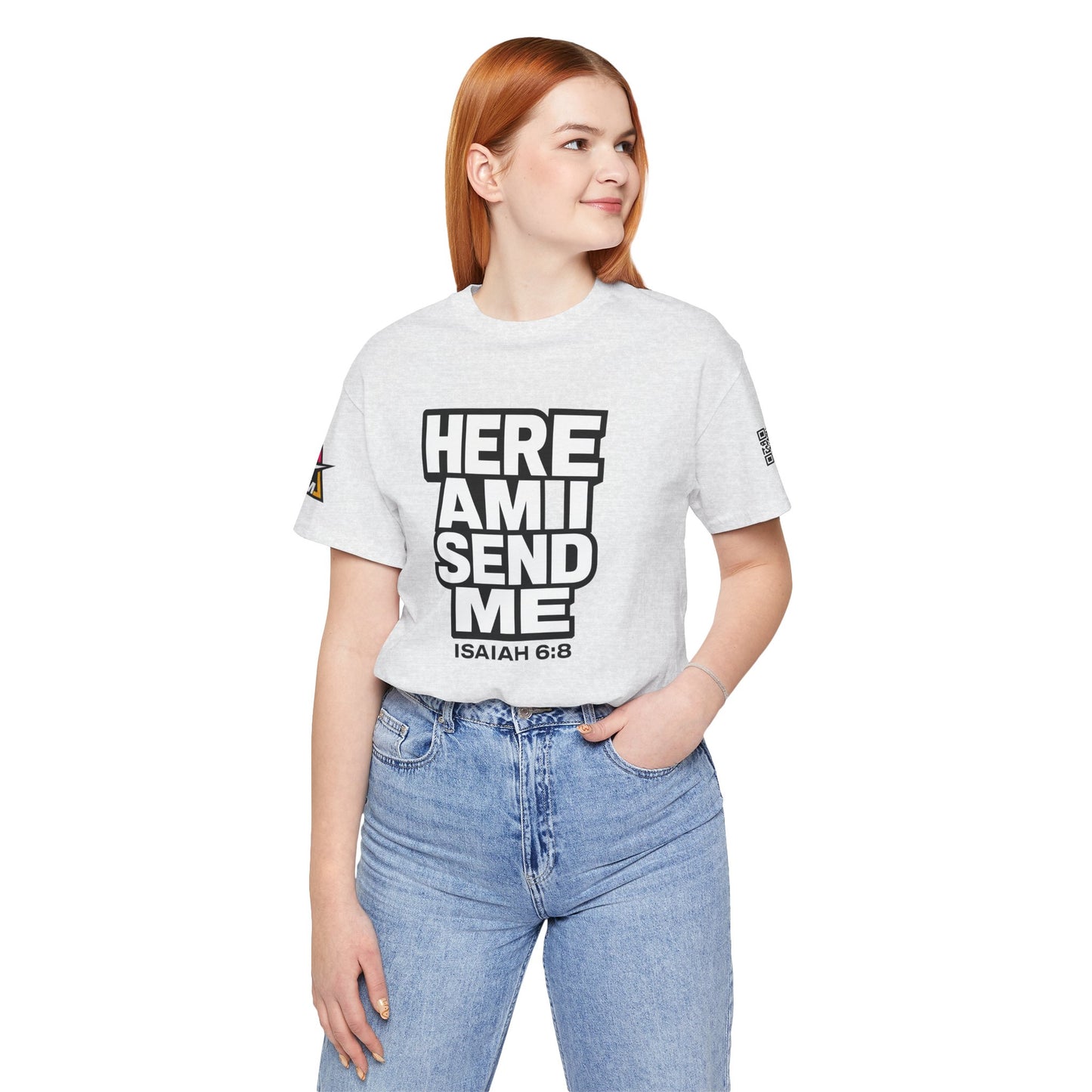 Here Am I, Send Me Graphic T-Shirt | Isaiah 6:8 Christian Tee | Faith Statement Shirt