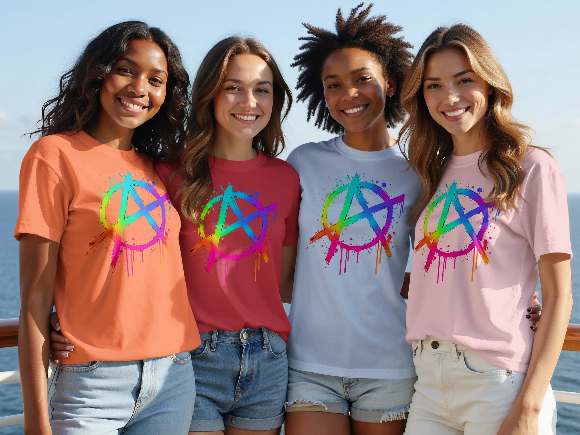 Colorful Dripping Anarchy Symbol T-shirt Collection