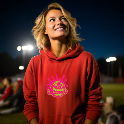 Stylish Red Hoodie with Graphic Design Pattern