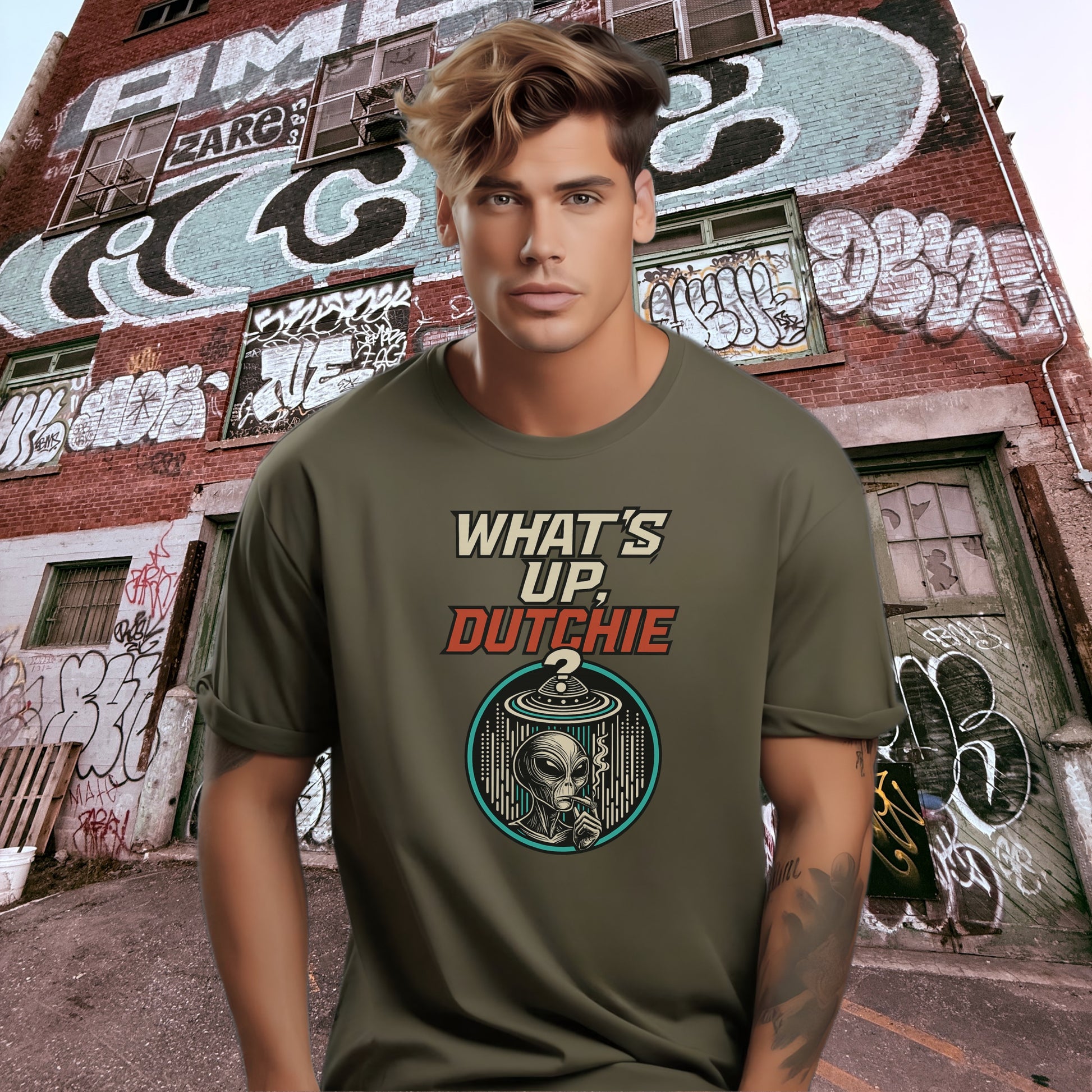 What's Up Dutchie Alien Design Graphic T-Shirt product