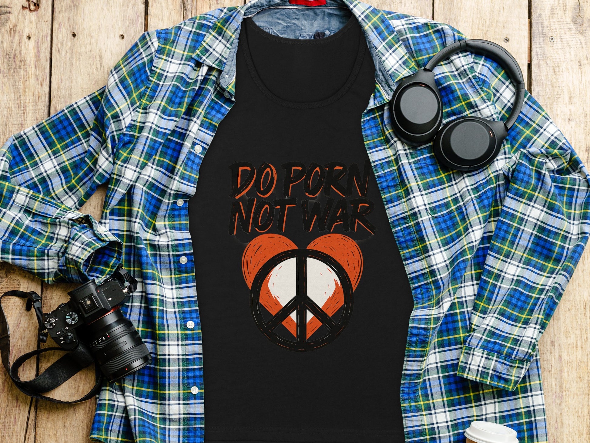 Do Porn Not War Peace Sign Graphic Tee Shirt product