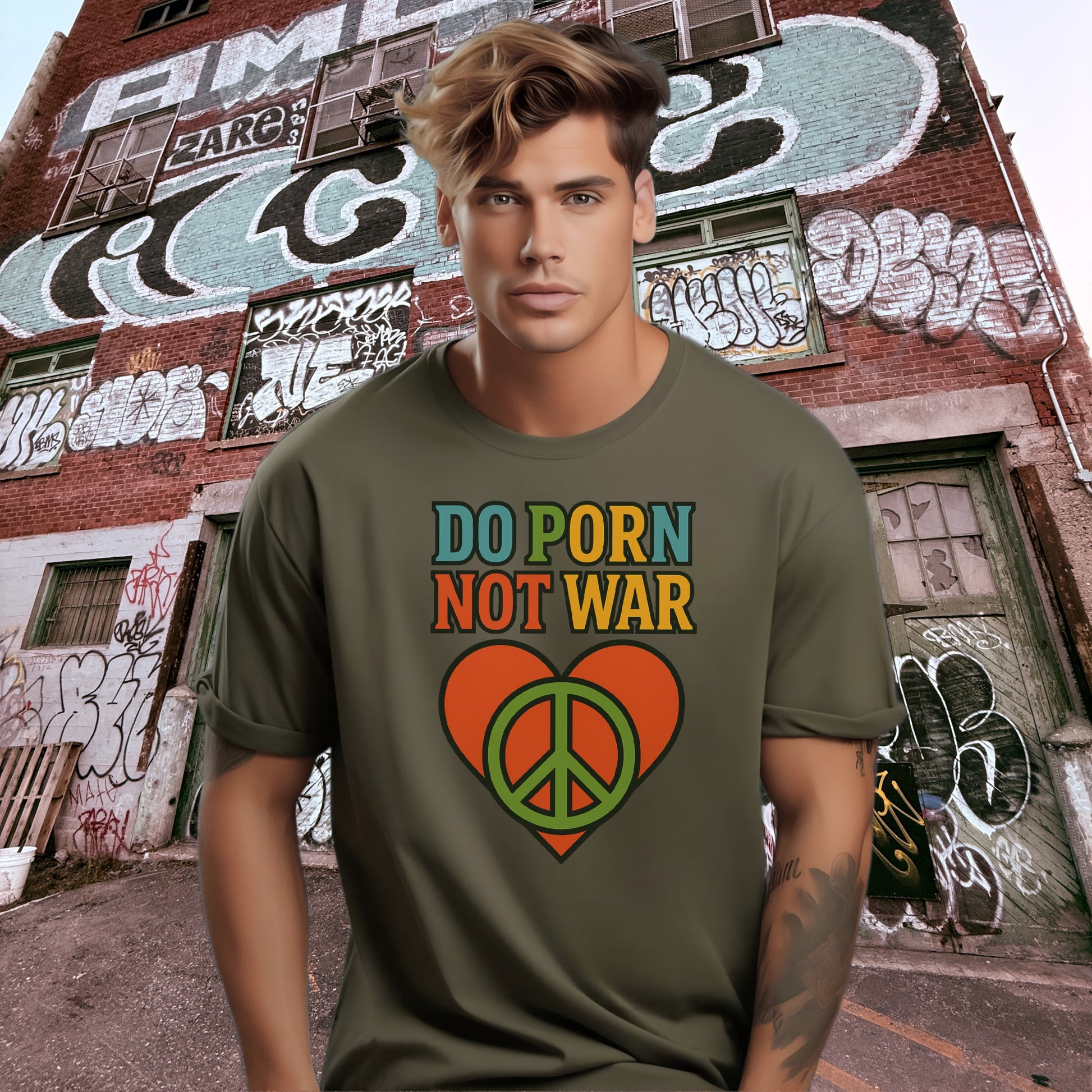 Do Porn Not War Peace Symbol Graphic Tee product