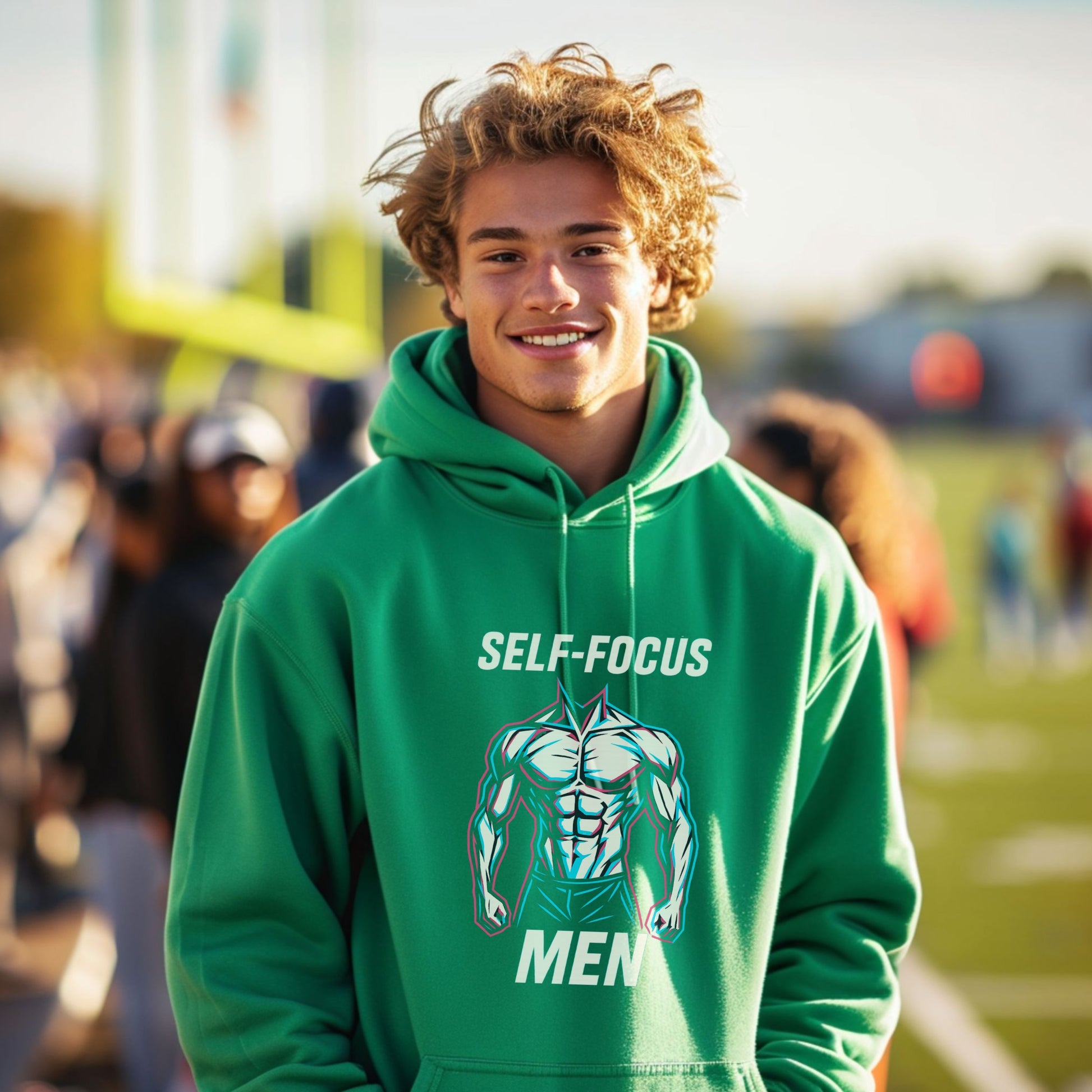 Self-Focus Men Green Hoodie Graphic Product
