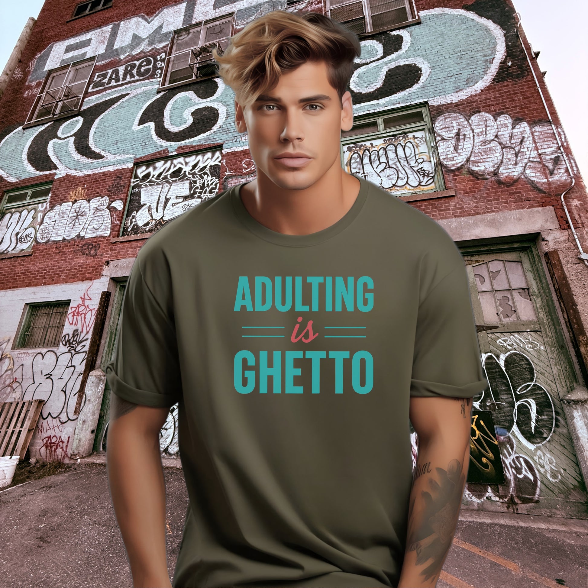 Adulting is Ghetto Graphic T-Shirt for Men