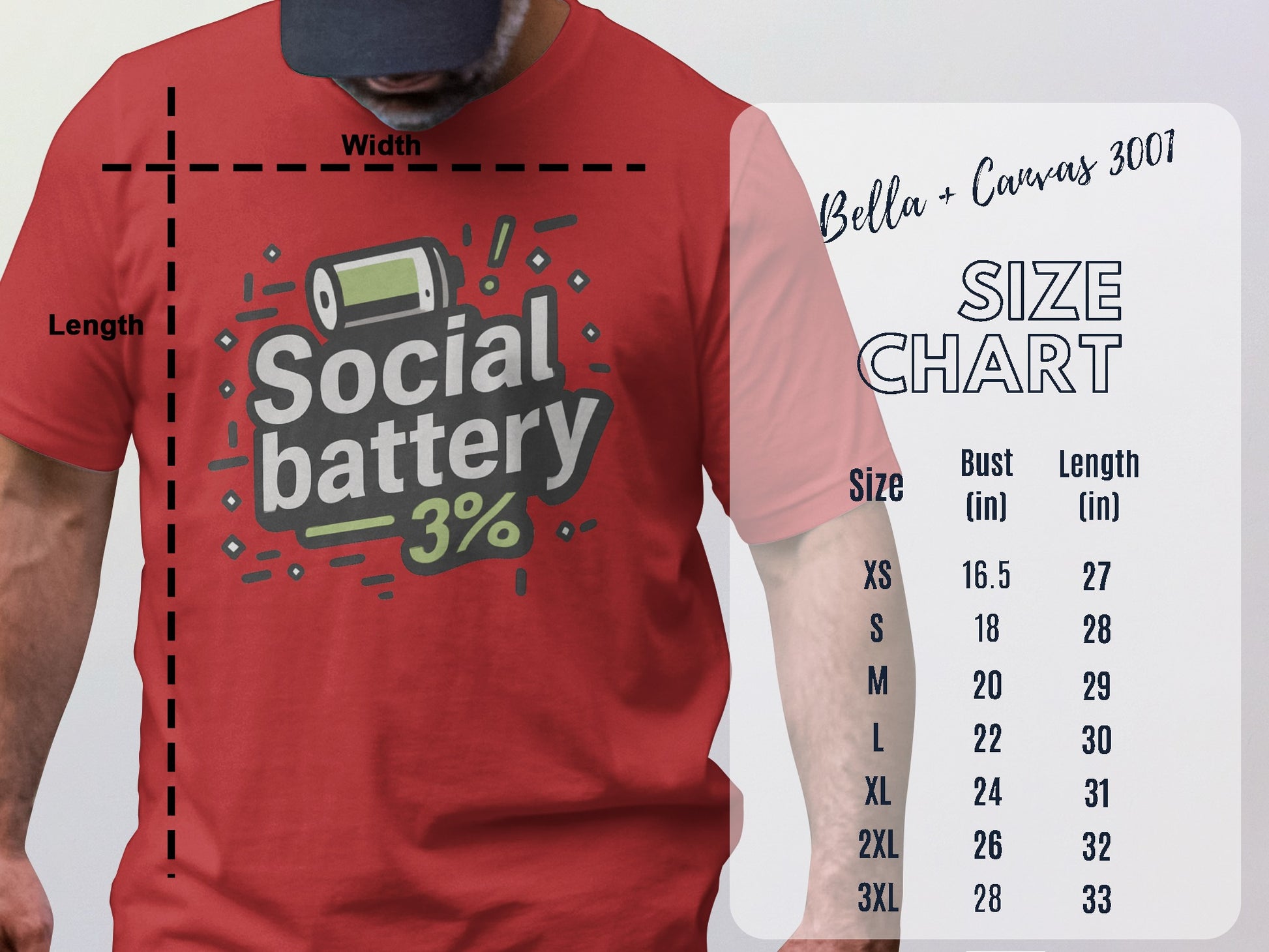 Social Battery 3% Graphic Red T-shirt