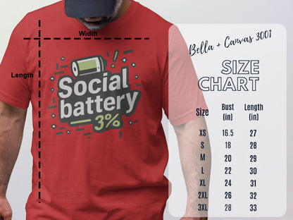 Social Battery 3% Graphic Red T-shirt