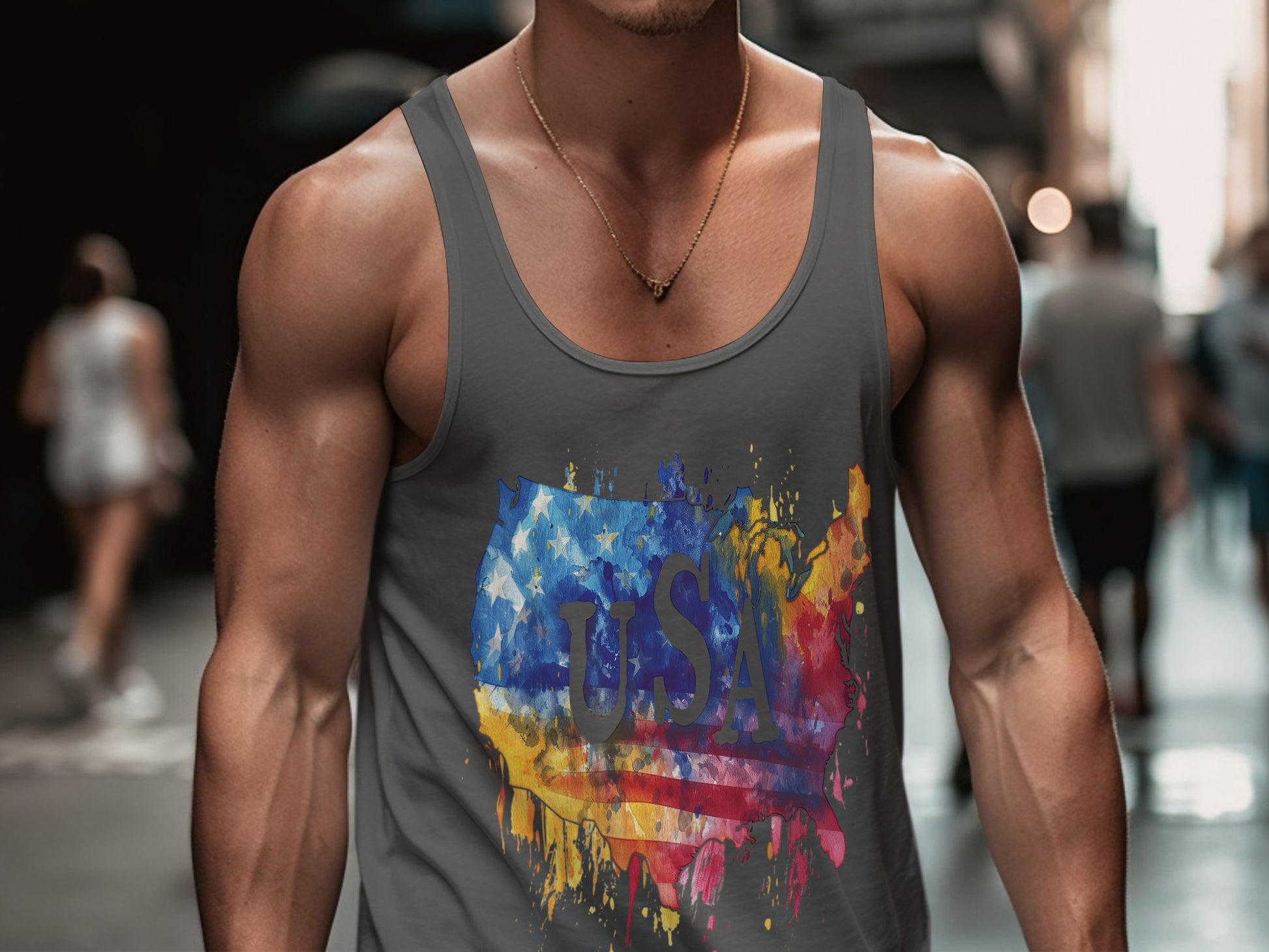 Stylish USA Graphic Print Tank Top product type