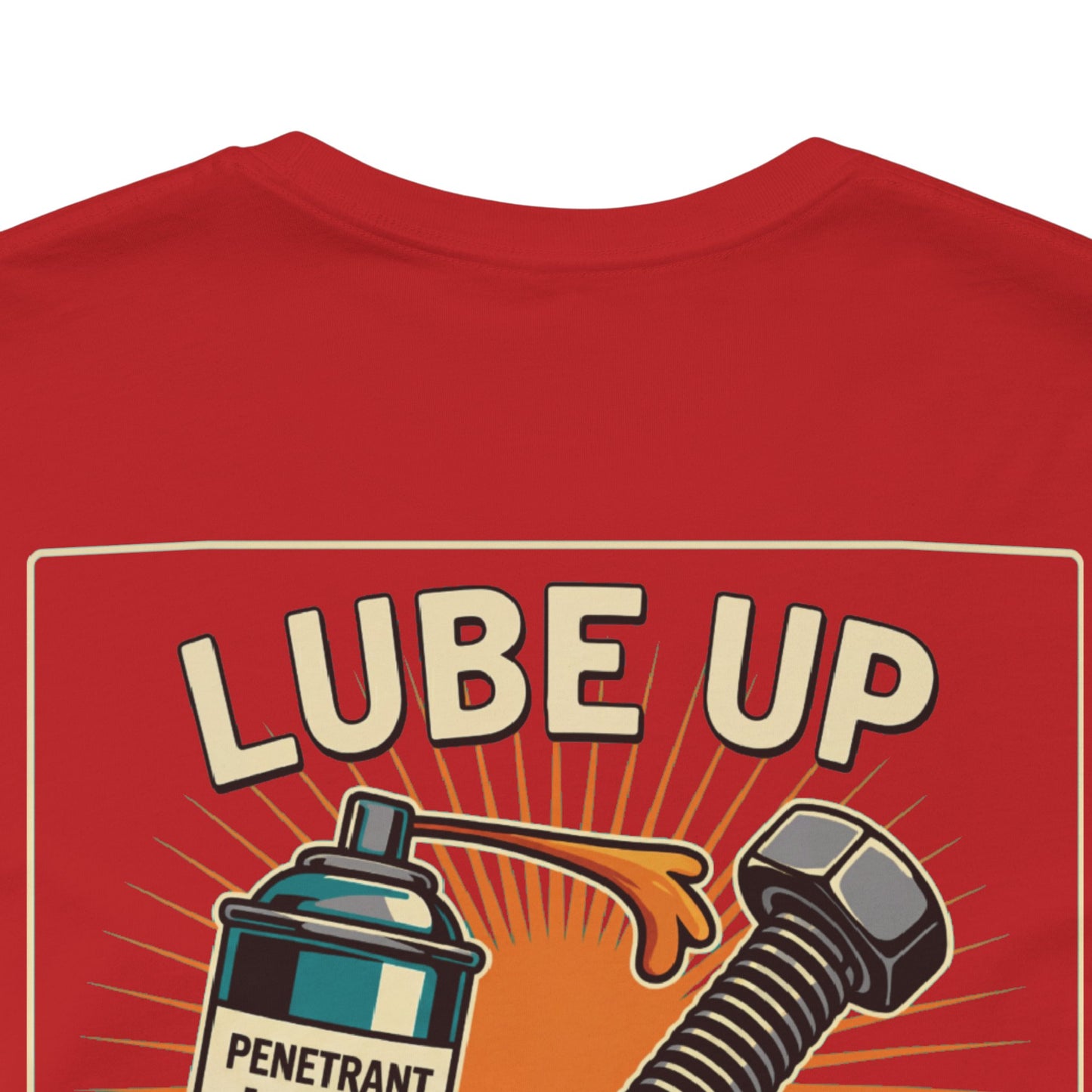 LUBE UP BEFORE SCREWING Graphic T-Shirt | Funny Mechanic Tee | Dirty Garage Humor Shirt | Vintage Automotive Tee