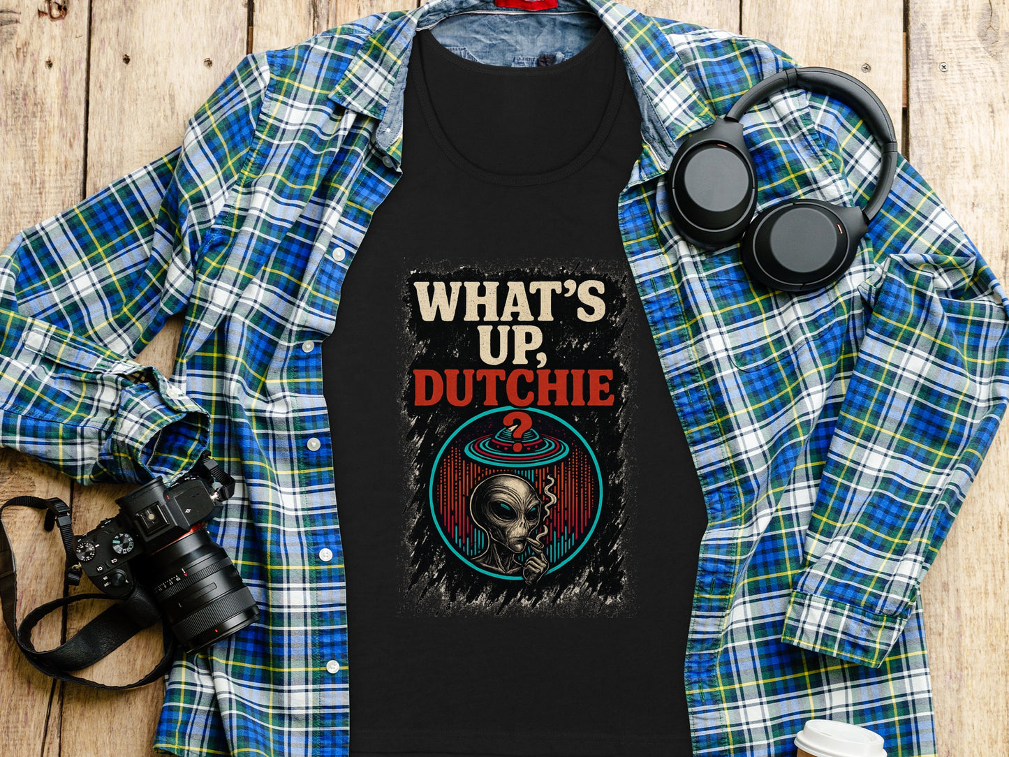 What's Up Dutchie Alien Graphic Black T-shirt product type