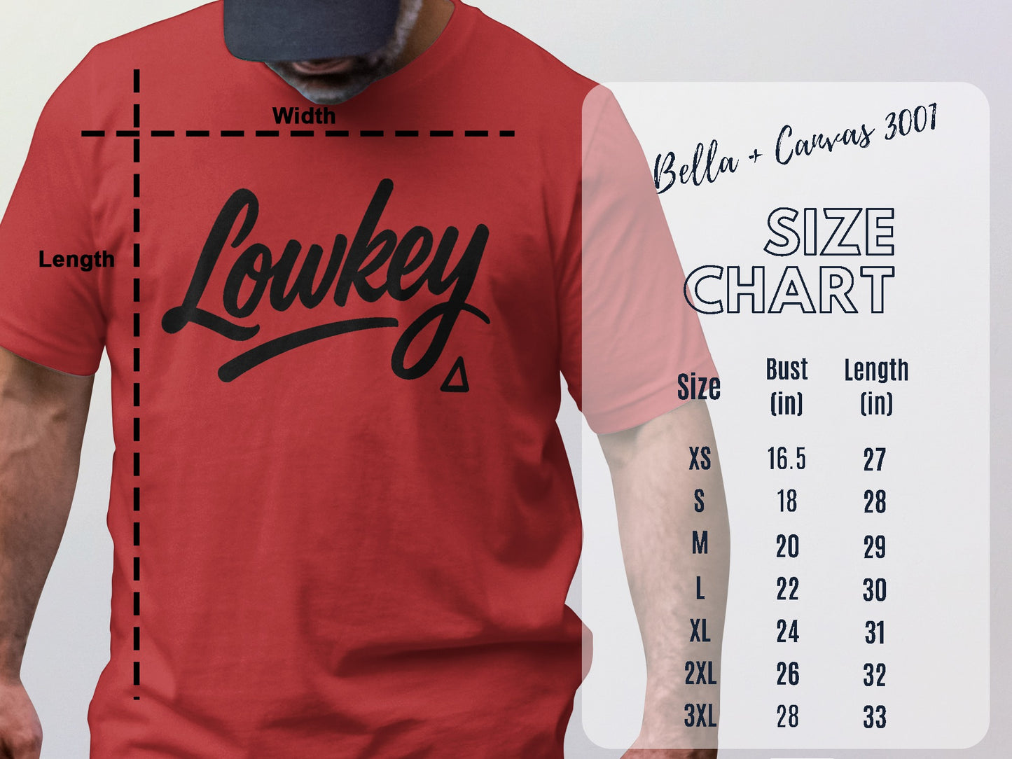 Lowkey Red Graphic T-Shirt with Size Chart Included