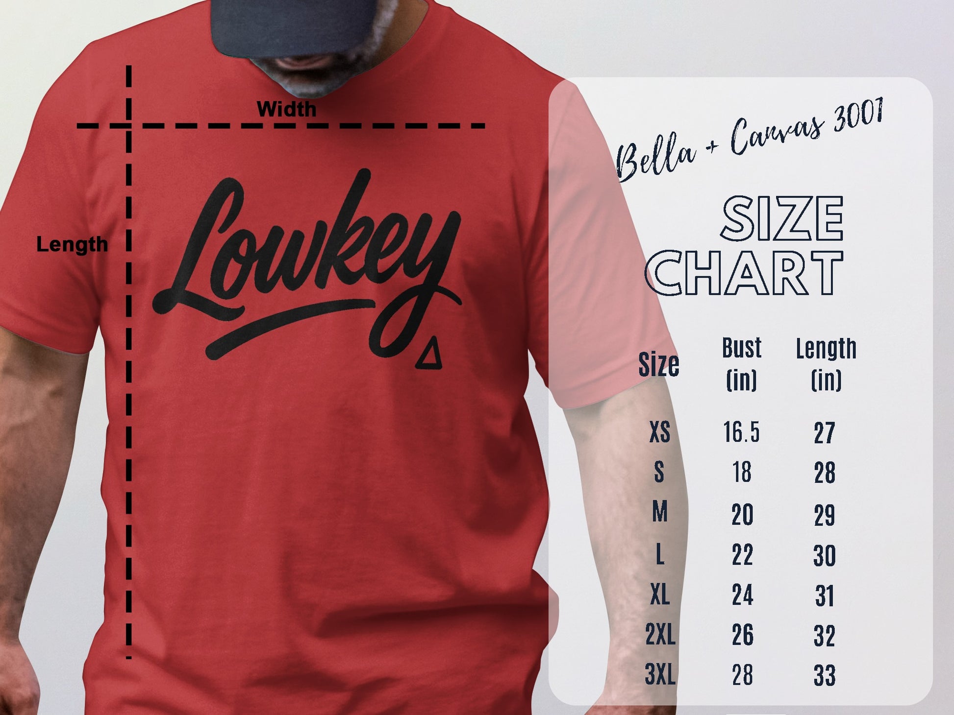 Lowkey Red Graphic T-Shirt with Size Chart Included