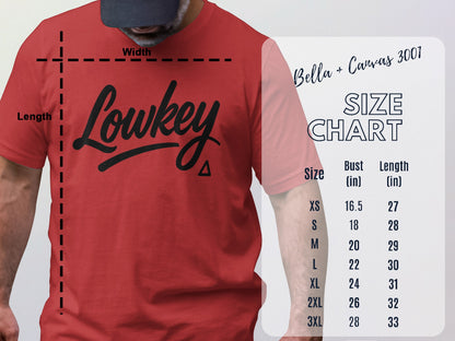 Lowkey Red Graphic T-Shirt with Size Chart Included