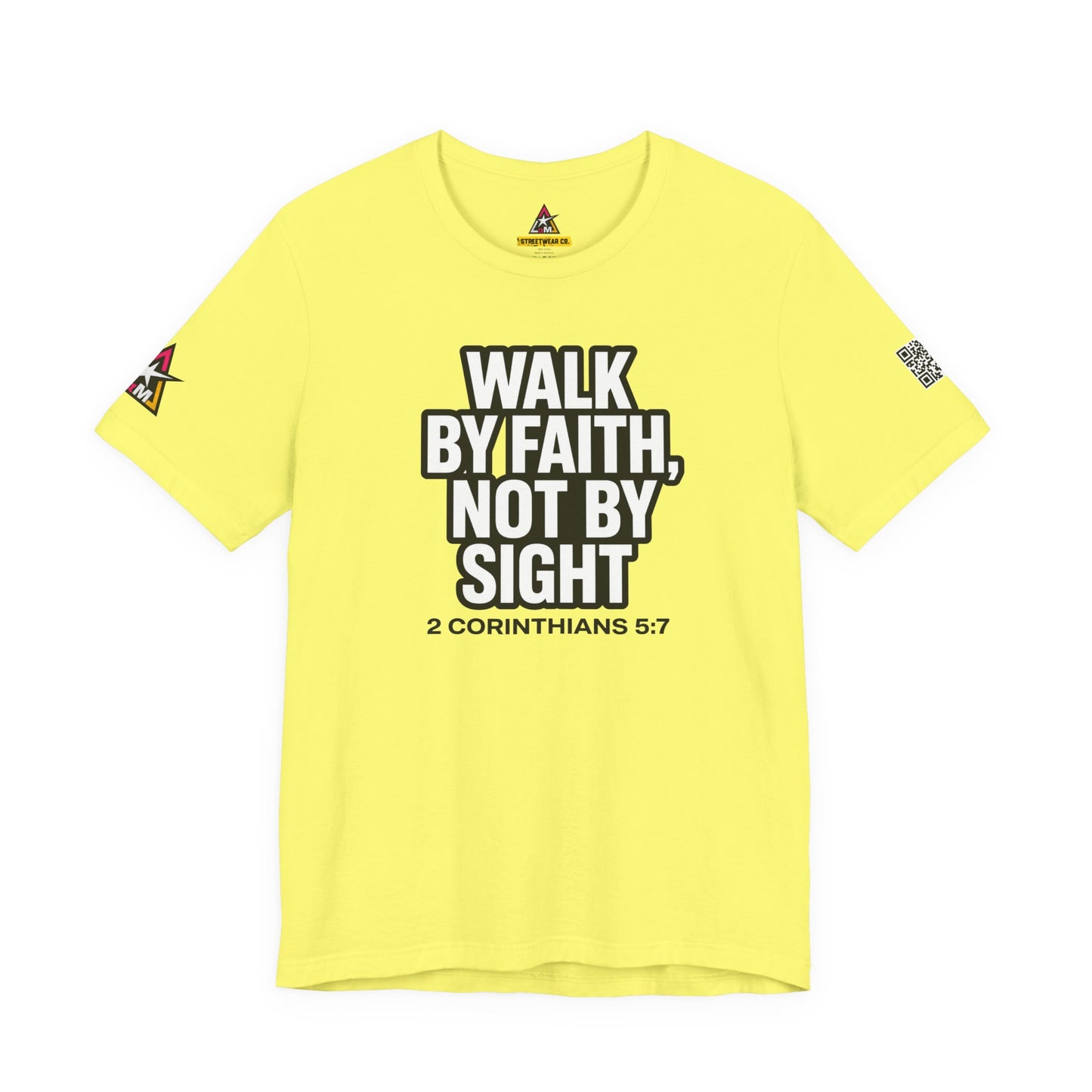 Walk by Faith, Not by Sight Graphic T-Shirt | 2 Corinthians 5:7 Christian Tee | Faith Streetwear