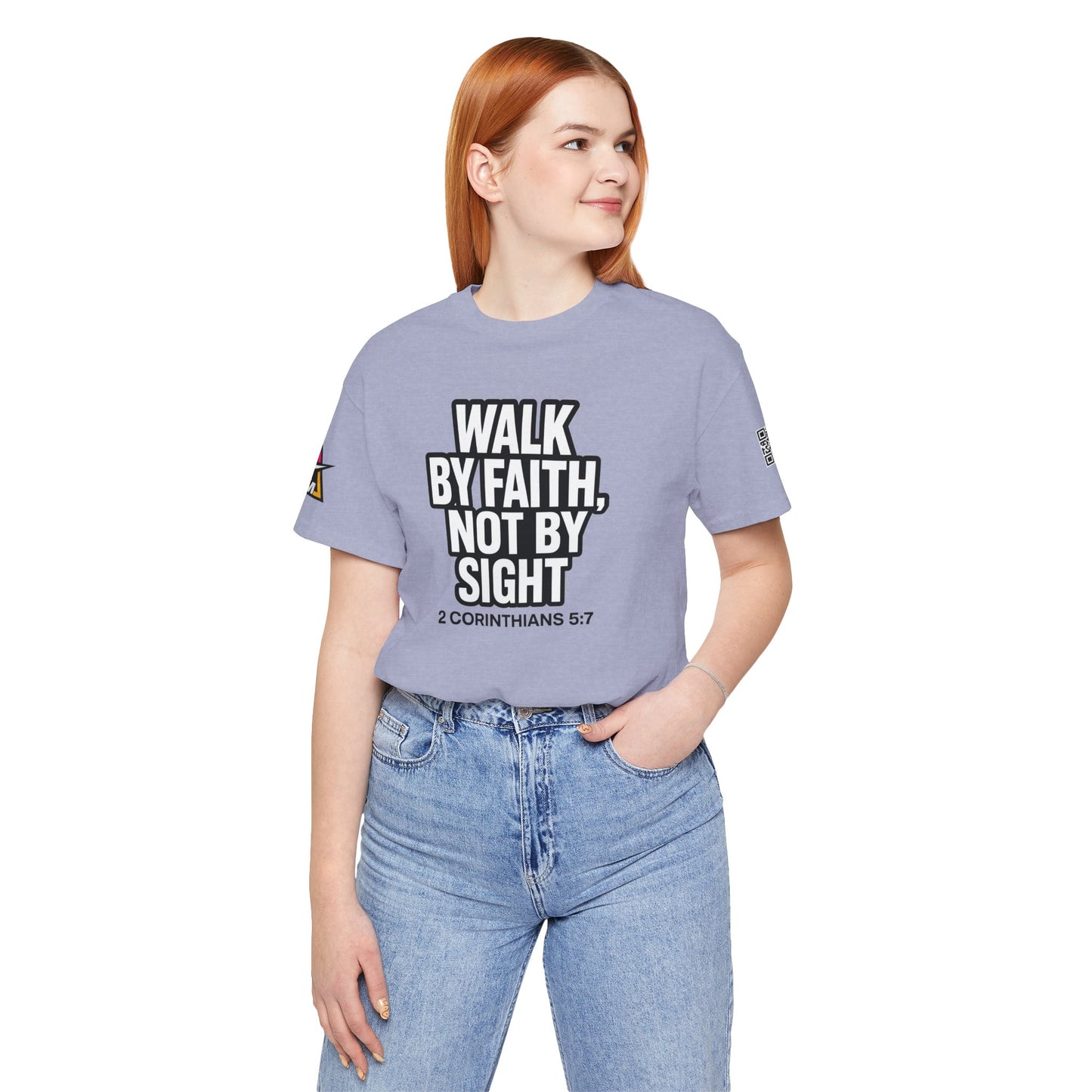 Walk by Faith, Not by Sight Graphic T-Shirt | 2 Corinthians 5:7 Christian Tee | Faith Streetwear