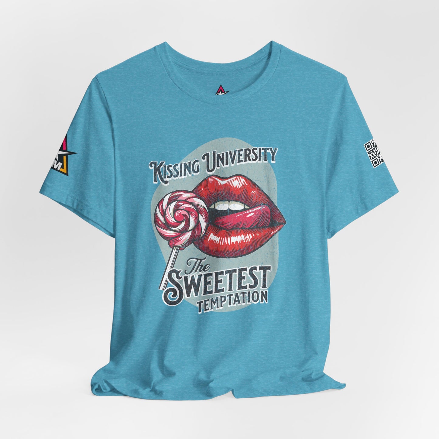 Kissing University Graphic T-Shirt | Sweetest Temptation Tee | Flirty Retro Streetwear Shirt
