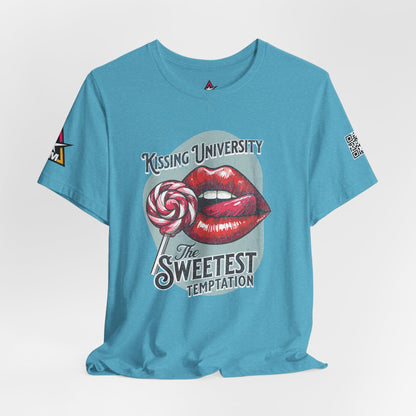 Kissing University Graphic T-Shirt | Sweetest Temptation Tee | Flirty Retro Streetwear Shirt
