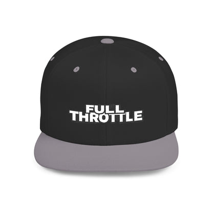 FULL THROTTLE Embroidered Flat Bill Snapback Cap | Bold Motorsport Hat | Streetwear Baseball Cap