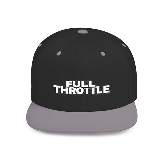 FULL THROTTLE Embroidered Flat Bill Snapback Cap | Bold Motorsport Hat | Streetwear Baseball Cap