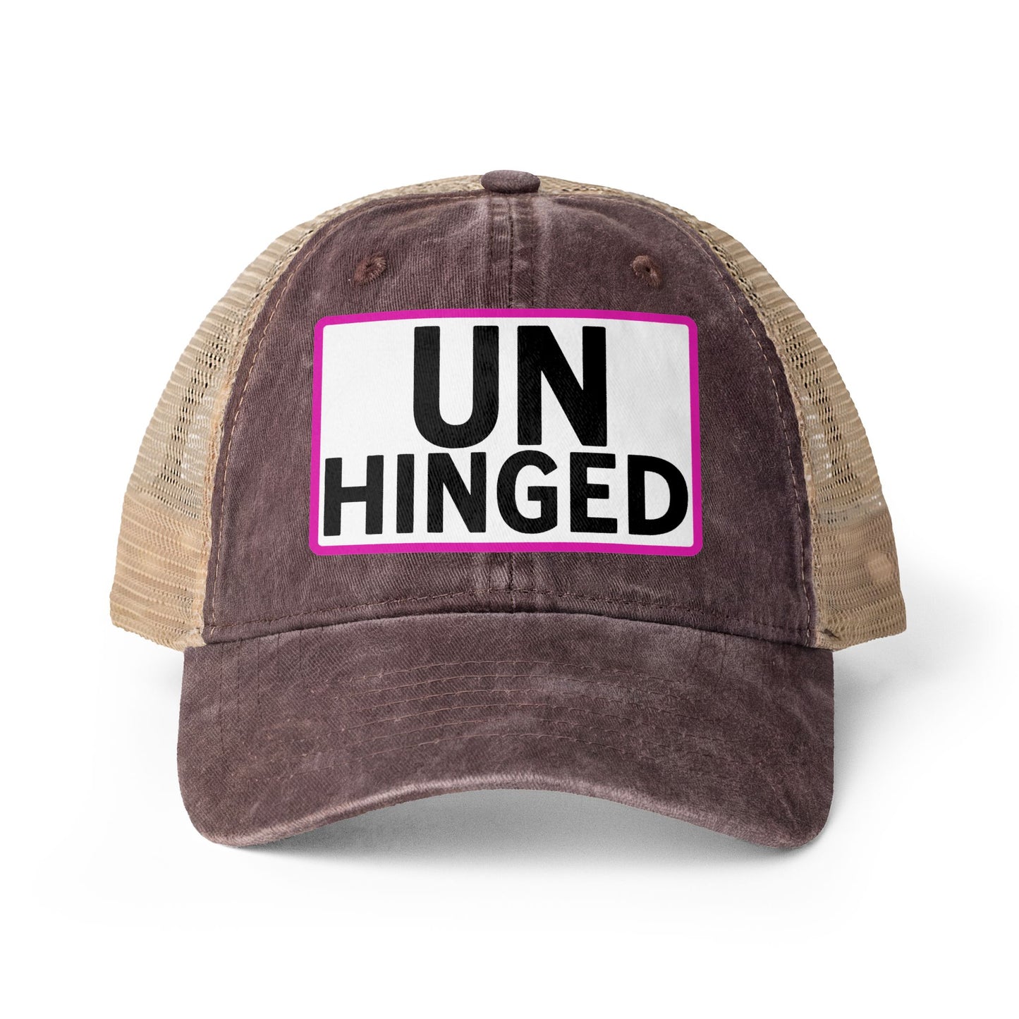 UNHINGED Embroidered Washed Mesh-Back Cap | Funny Ponytail Baseball Hat | Casual Women's Cap