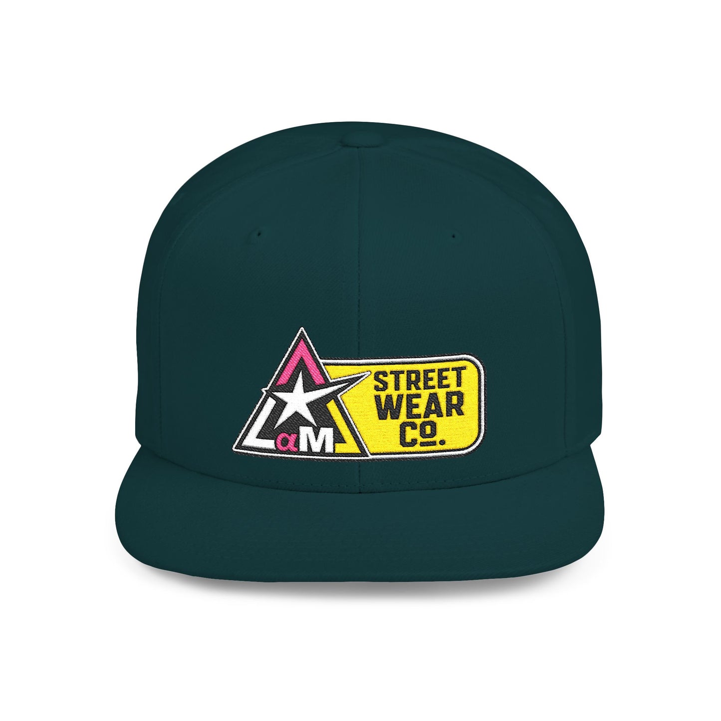 AM Streetwear Co. Embroidered Snapback Hat | Premium Streetwear Cap | Modern Logo Flat Bill Hat | Everyday Lifestyle Cap