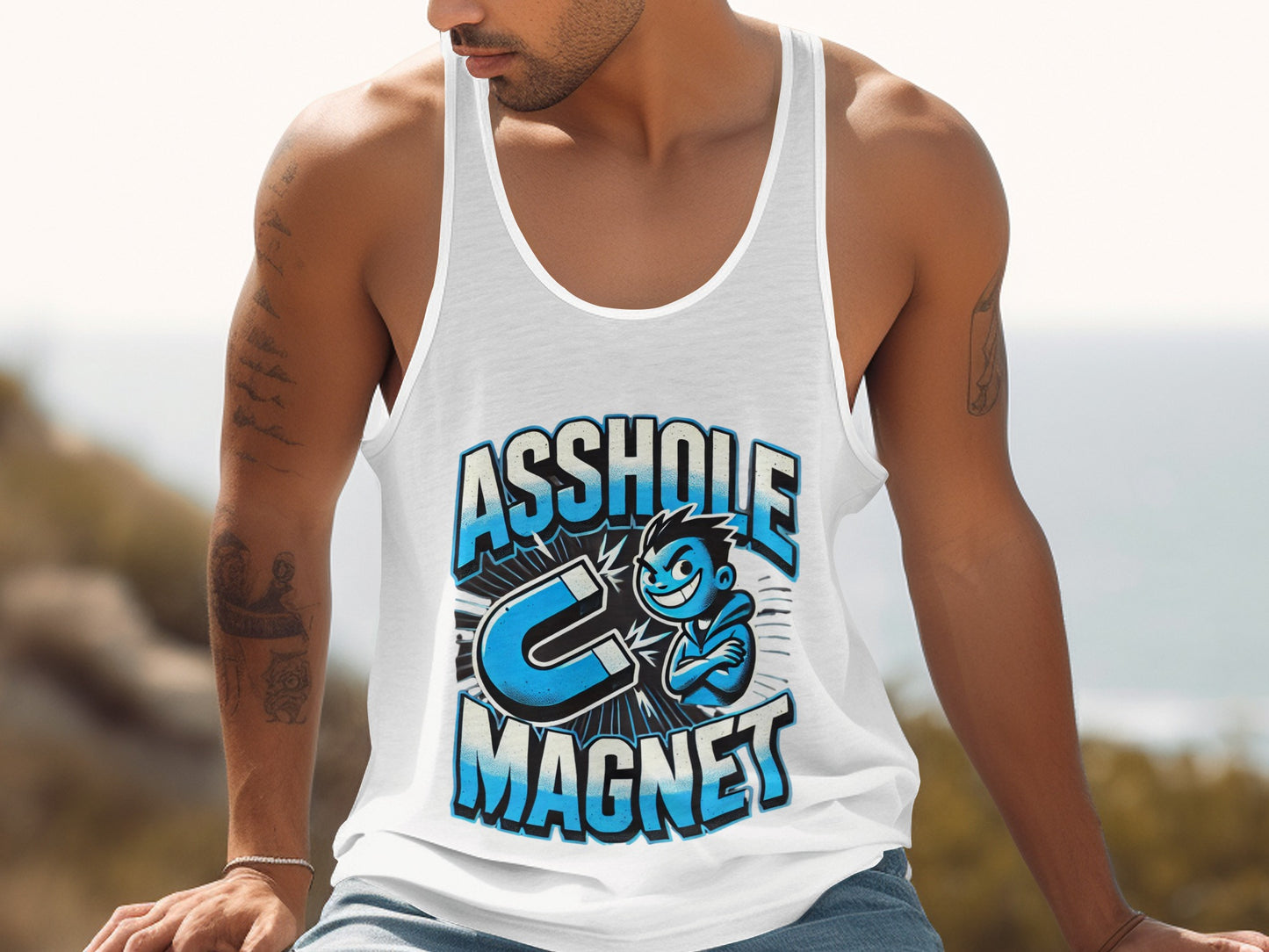 Asshole Magnet Graphic Humorous Tank Top product type