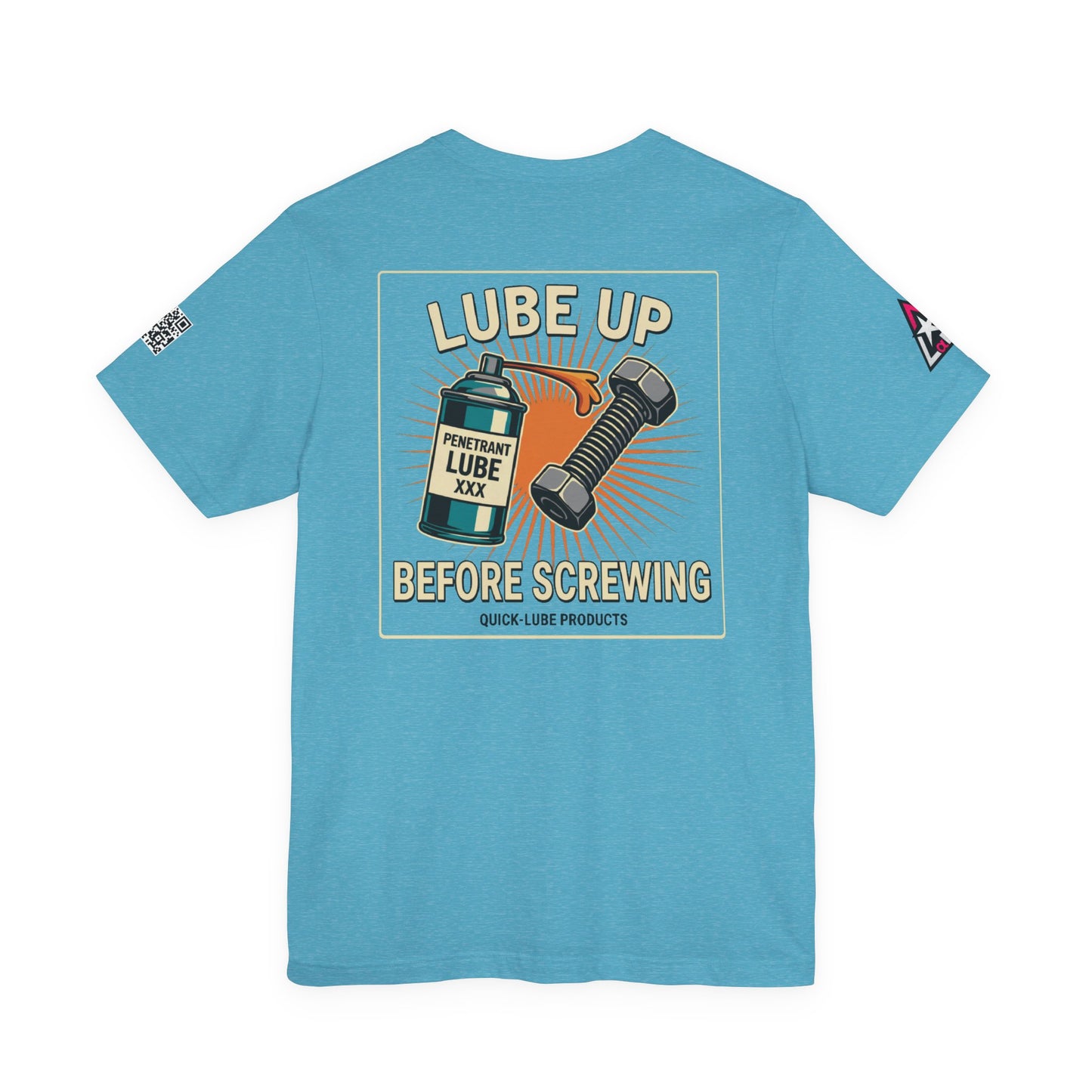 LUBE UP BEFORE SCREWING Graphic T-Shirt | Funny Mechanic Tee | Dirty Garage Humor Shirt | Vintage Automotive Tee