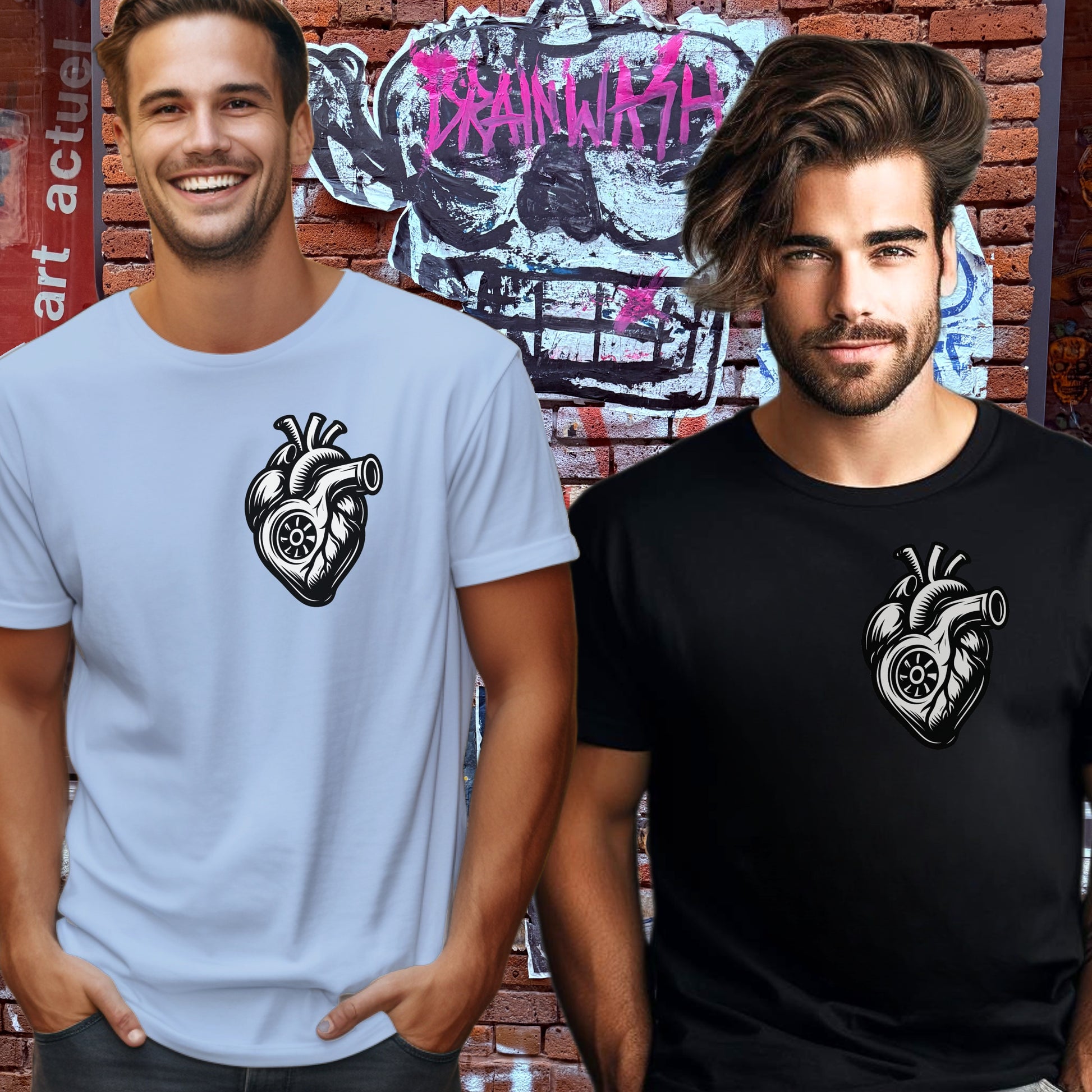 Stylish Graphic Heart Print Short Sleeve T-Shirt