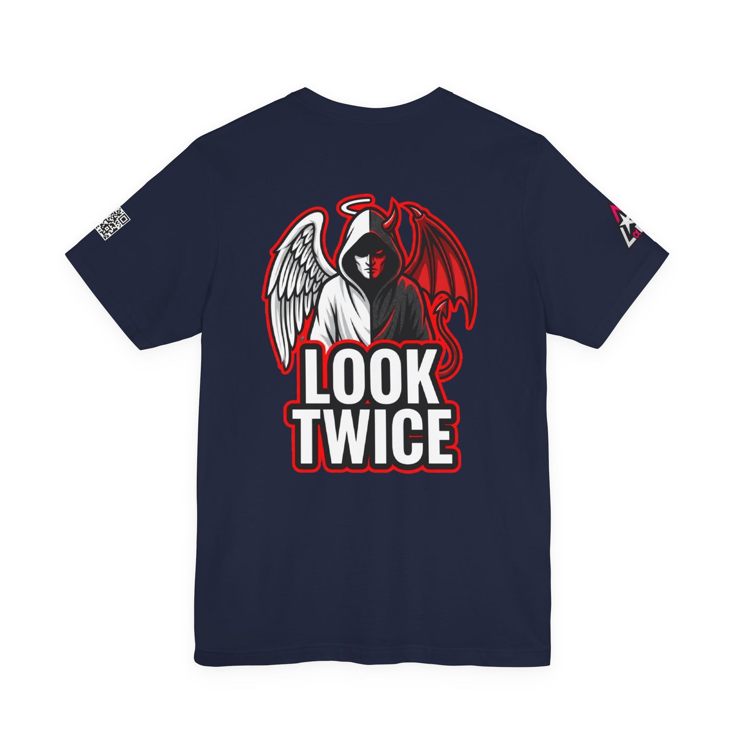 LOOK TWICE Angel & Devil Graphic T-Shirt | Duality Streetwear Tee | Good vs Evil Shirt | Unisex Graphic Tee