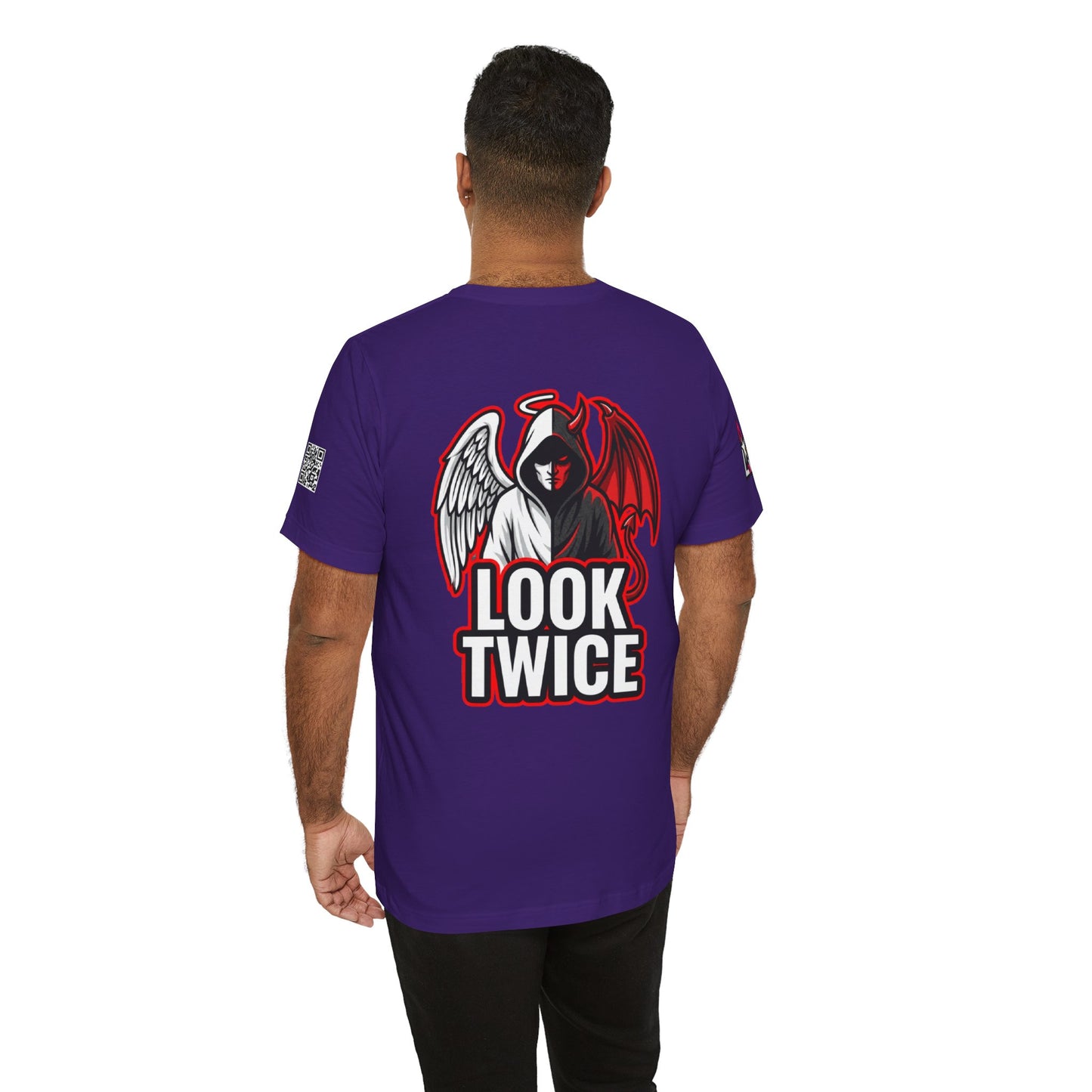 LOOK TWICE Angel & Devil Graphic T-Shirt | Duality Streetwear Tee | Good vs Evil Shirt | Unisex Graphic Tee