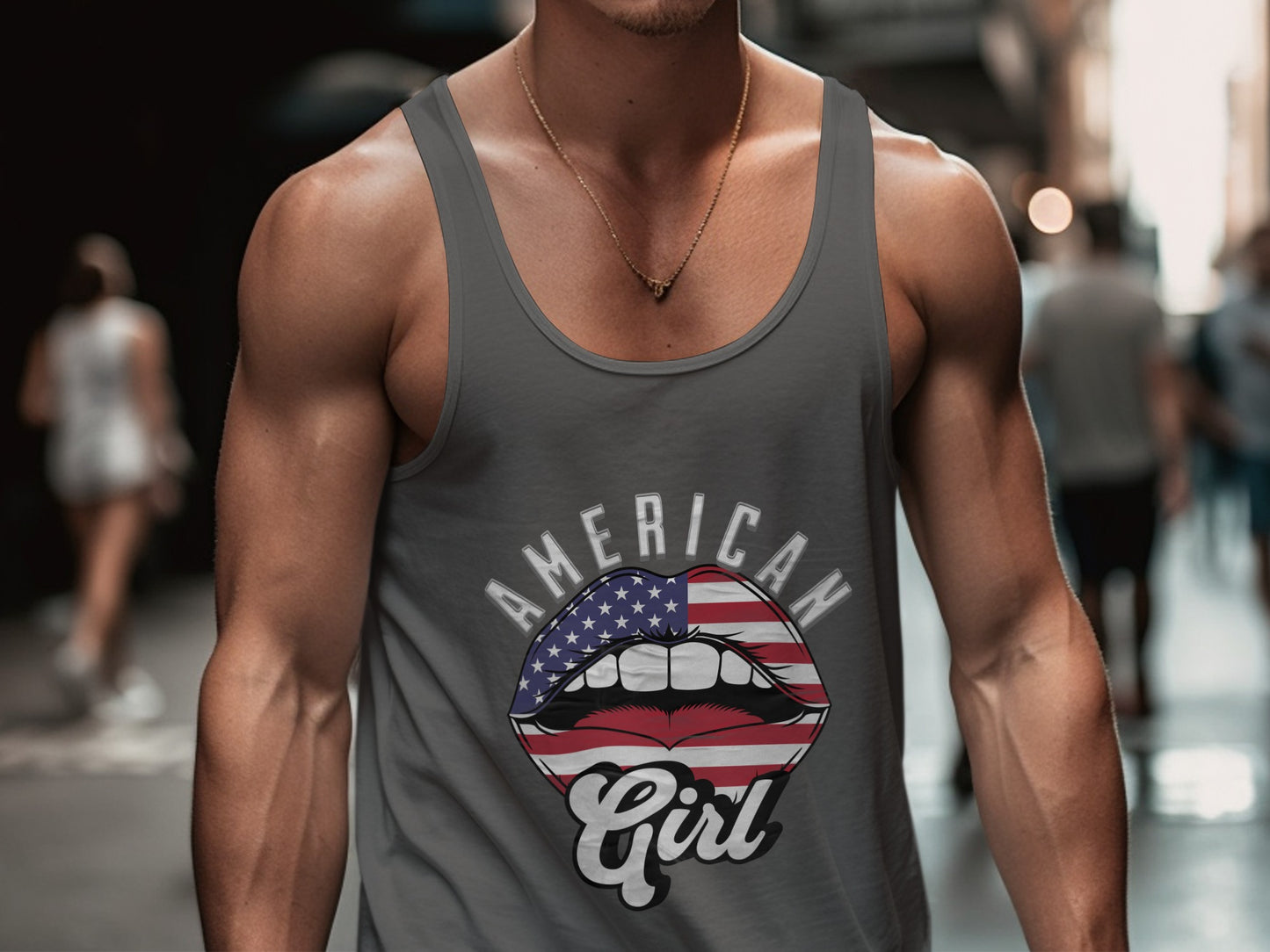 American Girl Lip Graphic on Stylish Tank Top product