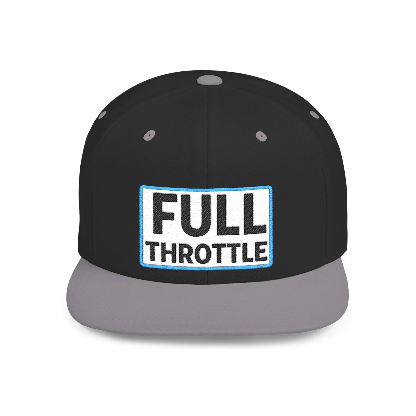 FULL THROTTLE Embroidered Flat Bill Snapback Cap | Bold Motorsport Hat | Streetwear Baseball Cap