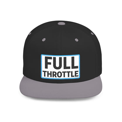 FULL THROTTLE Embroidered Flat Bill Snapback Cap | Bold Motorsport Hat | Streetwear Baseball Cap