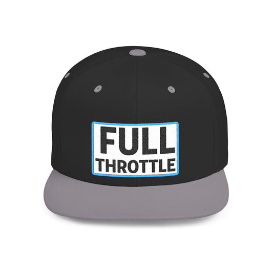 FULL THROTTLE Embroidered Flat Bill Snapback Cap | Bold Motorsport Hat | Streetwear Baseball Cap