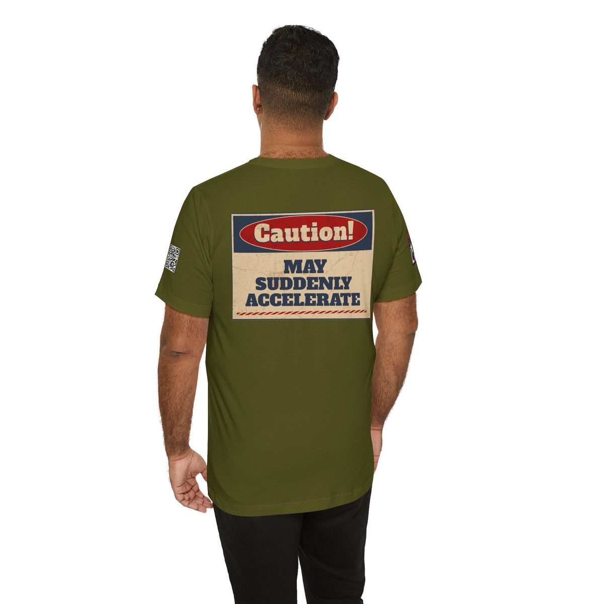 Caution! May Suddenly Accelerate Graphic T-Shirt | Funny Speed Tee | Bold Streetwear Shirt