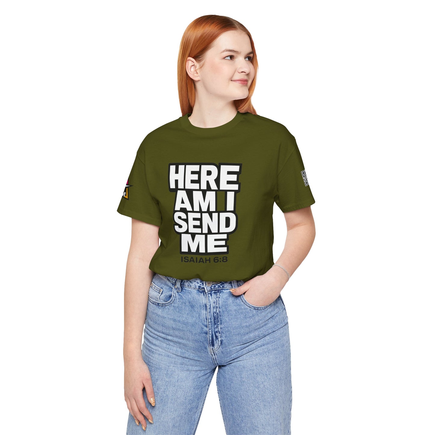 Here Am I, Send Me Graphic T-Shirt | Isaiah 6:8 Christian Tee | Faith Statement Shirt