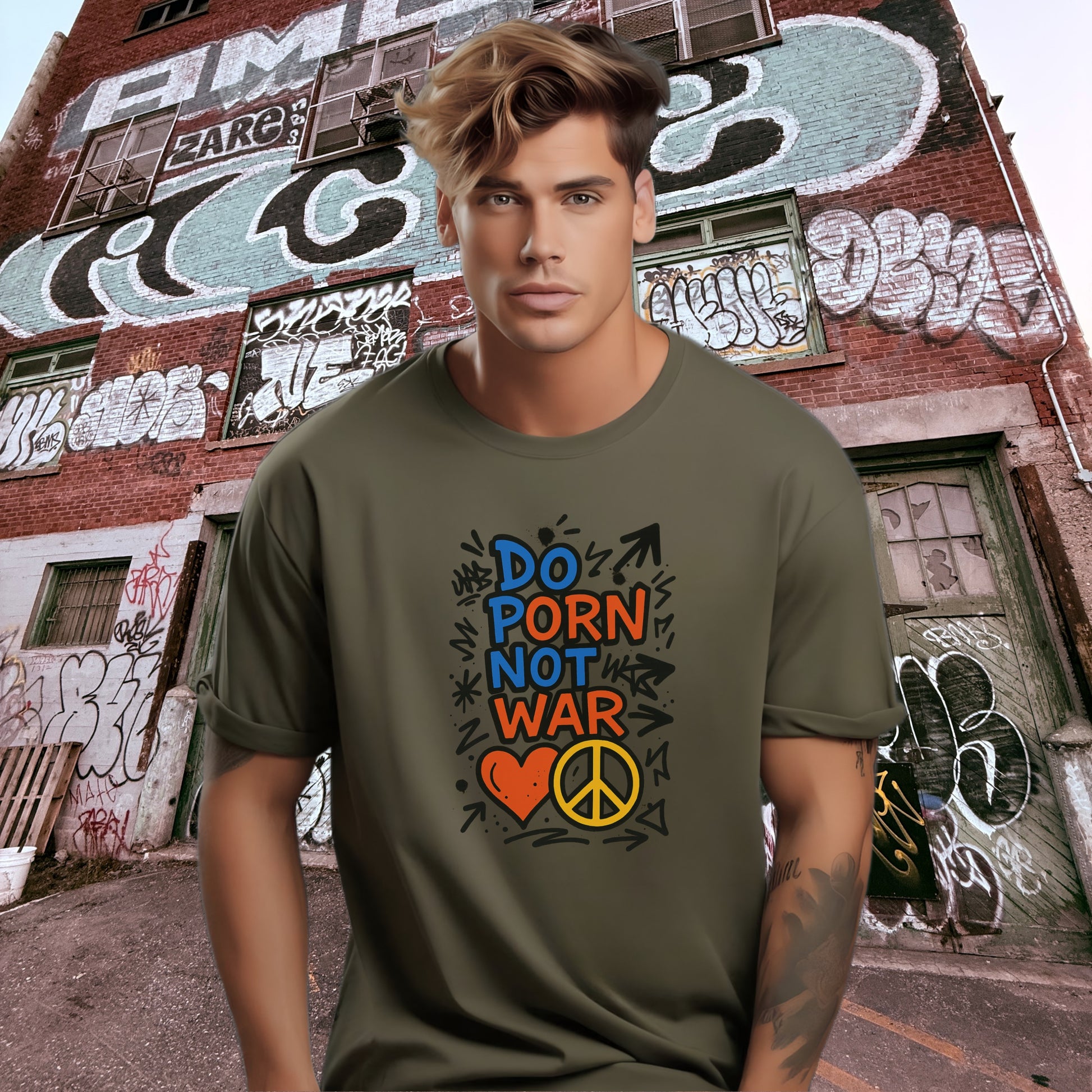 Do Porn Not War Heart and Peace Sign T-shirt product type