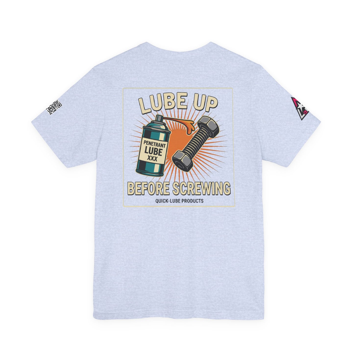 LUBE UP BEFORE SCREWING Graphic T-Shirt | Funny Mechanic Tee | Dirty Garage Humor Shirt | Vintage Automotive Tee