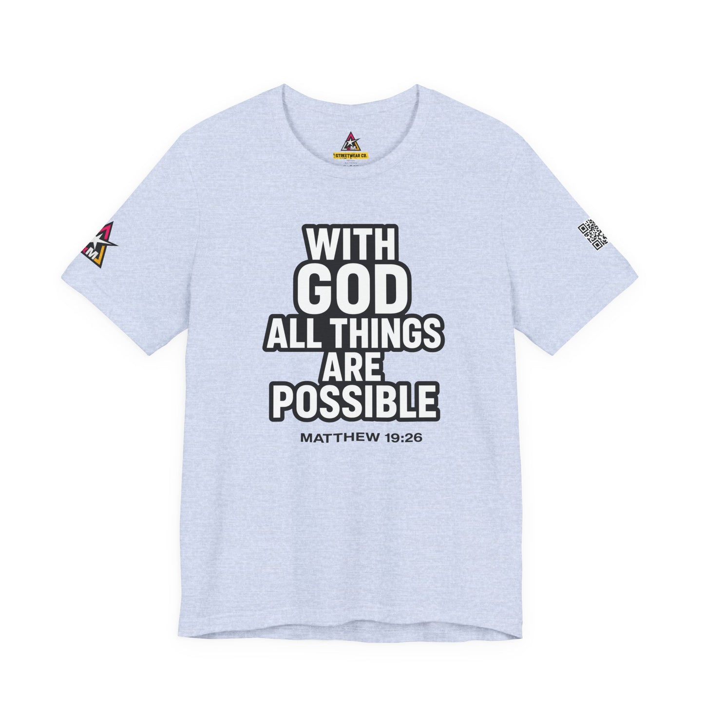 With God All Things Are Possible Graphic T-Shirt | Matthew 19:26 Christian Tee | Faith & Strength Streetwear