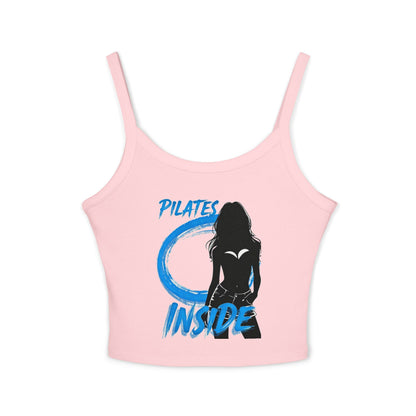 PILATES INSIDE | Funny Fitness Graphic Spaghetti Strap Tank Top | Pilates Lifestyle Streetwear