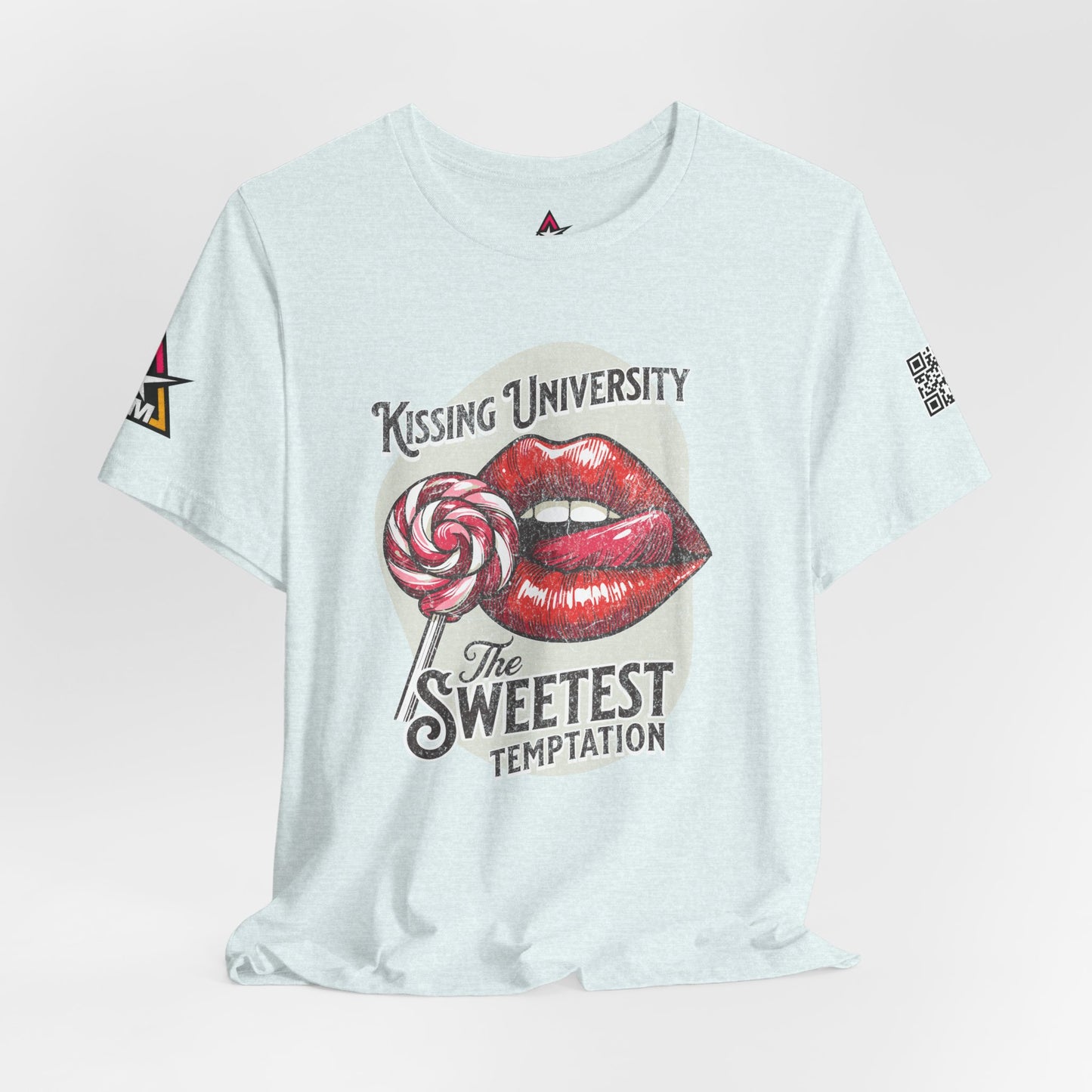 Kissing University Graphic T-Shirt | Sweetest Temptation Tee | Flirty Retro Streetwear Shirt
